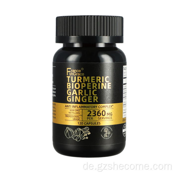 Kurkuma -Nahrungsergänzungsmittel Immunstütze Kurkuma -Ingwerkapseln